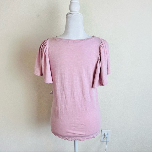 NWT Old Navy Mauve Pink Flutter Short Sleeve Relaxed Shirt T-Shirt Blouse - Picture 3 of 10